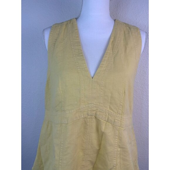Pilcro women's XS yellow linen cotton v-neck sleeveless tunic top - Picture 2 of 6